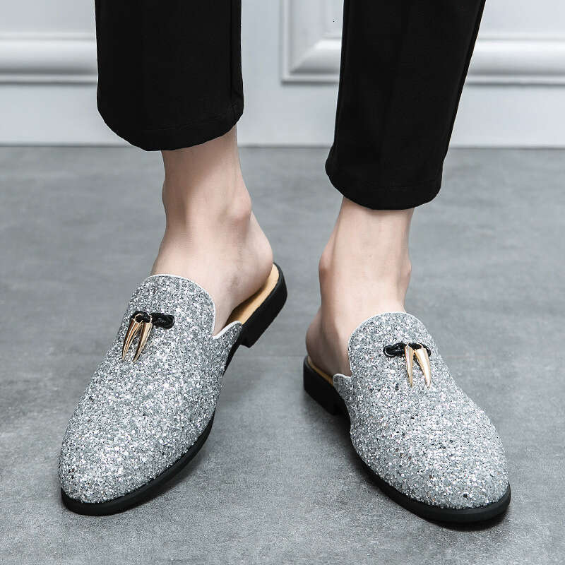 2024 Large Size Spring New Half Dragged Leather Fashion Men's Legged Casual Shoes Trend