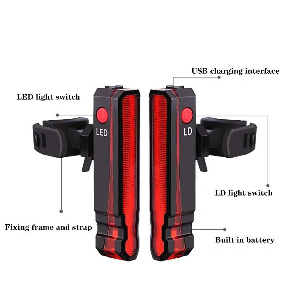 Bike Rear Light Laser Line Warning Lamp Waterproof Seatpost LED Light USB Rechargeable MTB Road Bicycle TaillightW251103