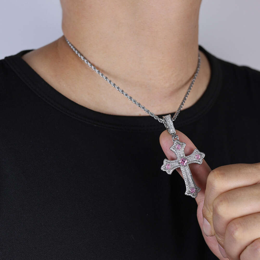 New Iced Out Bling Cz Cubic Zirconia Paved 3pcs Cross Set Pendant Necklace Link Chain Luxury Hip Hop Jewelry for Gift fzxjrdz