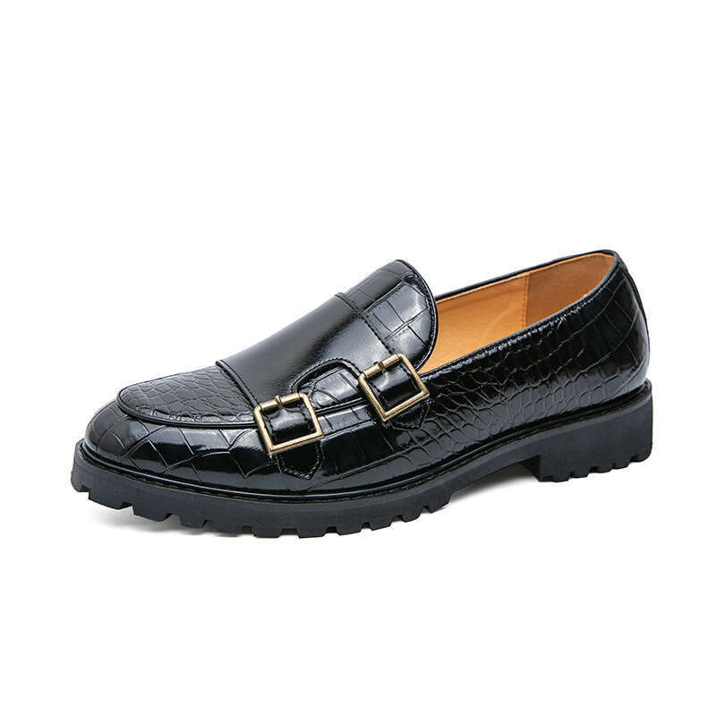 Spring New Round Headed Slippery Large Outdoor Flat Bottom Casual Leather Shoes, Youth Business Shoes