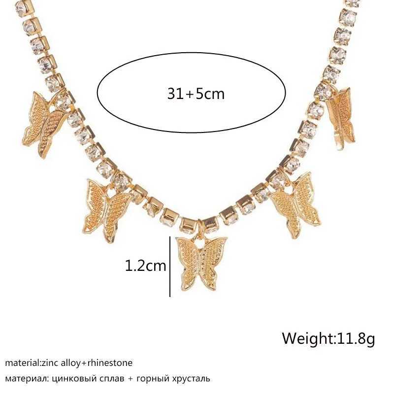 Crystal Butterfly Pendants Women Chokers Personality Gold Color Hollow Chain Choker Necklaces for Ladies Punk Collar jewellery Z250402