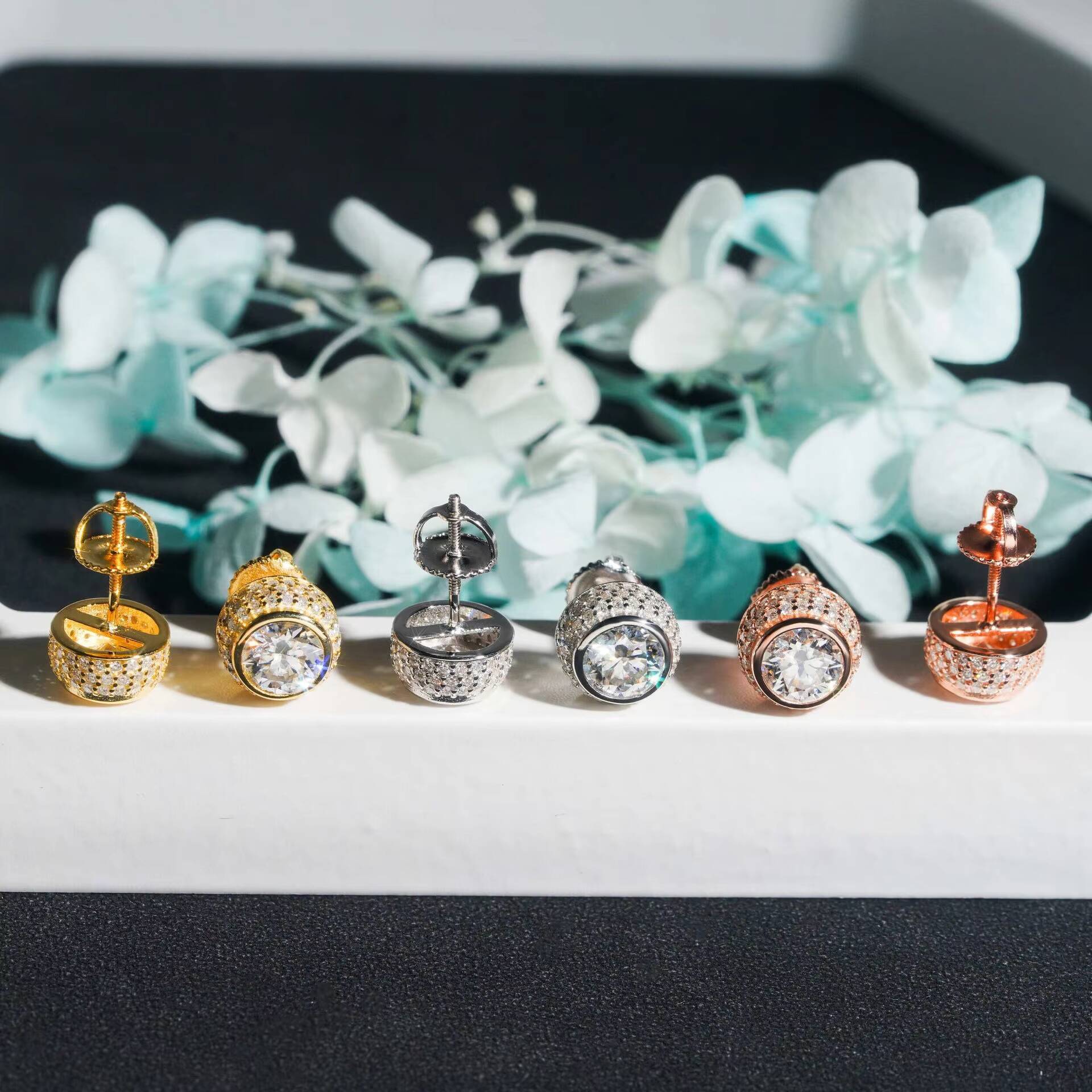 Trendy Sterling Silver Mini Moon Star Vintage Star Silver 925 Stud Earrings Set MultiShaped Geometric for Engagement