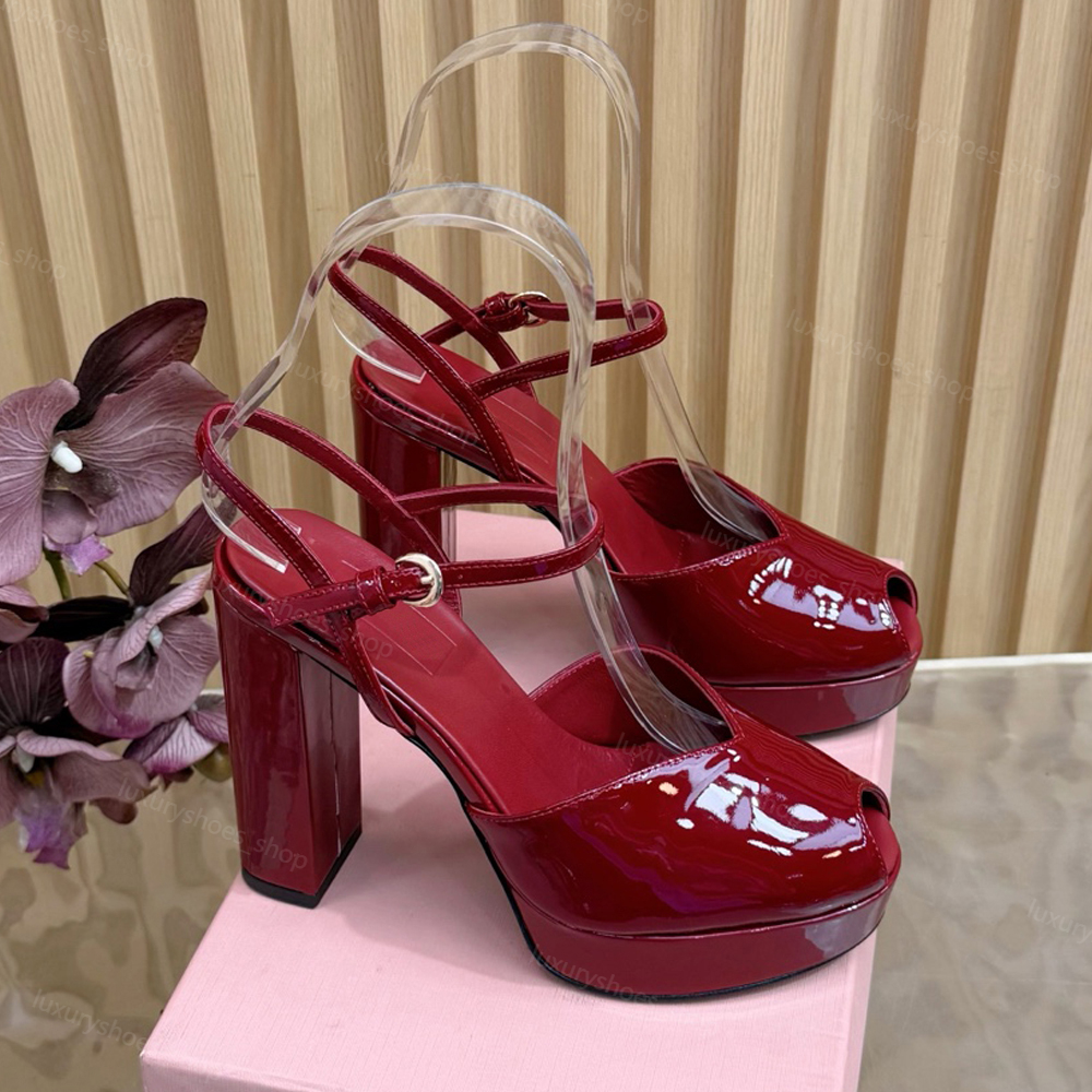 Sandals Peep-Toe Platform sandals chunky block high heels Ankle strap heeled Pumps women shoes women Luxury designer sandals 11.5cm