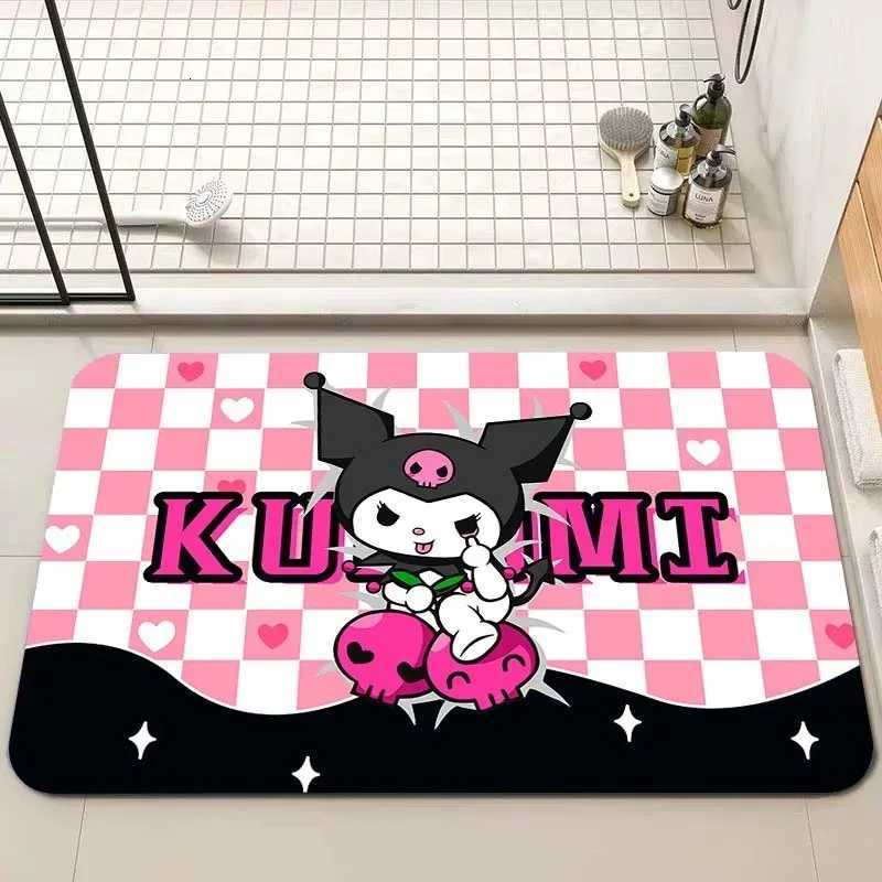 Kuromi Printing Diatomite Bath Mat Bathroom Non-slip Shower Foot Mats Absorbent Quick Dry Toilet Rugs Carpet Doormat Washable C251103