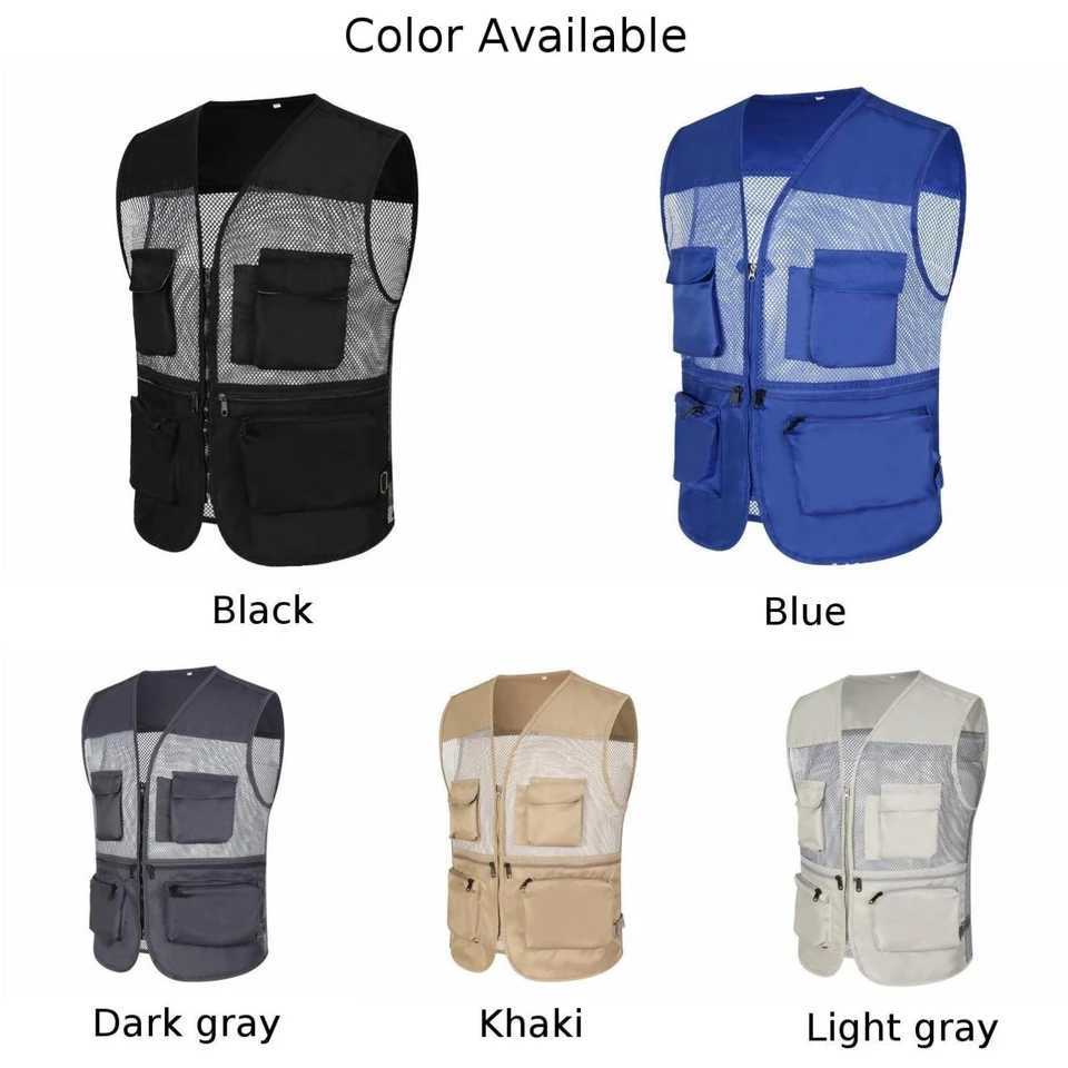 Coat Jacket Men Vest Sleeveless Mens Outdoor Vest Multi Pockets And Photography Waistcoat Blue/Khaki/Gray/Black X250403