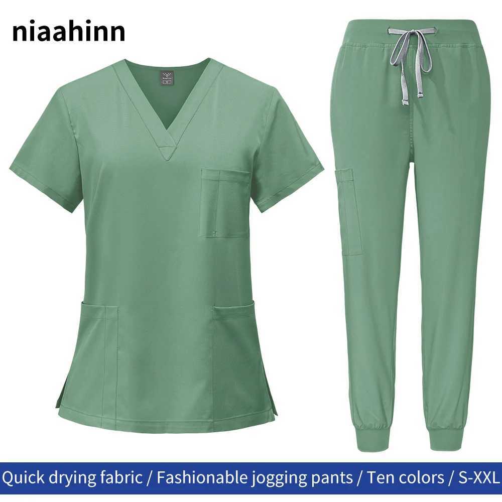 Short Sleeved Spa Uniform Women Hospital Nursing Uniform Multicolor Stretch Fabric Pet Clinic Vet Work Clothes Nurse Accessories J251103