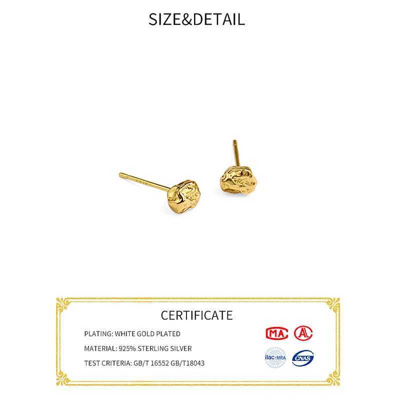 Minimalist 925 Sterling Silver Stud Earrings Stone Vintage Geometric Ellipse Handmade Earrings Party Accessories Jewelry Gift C251103