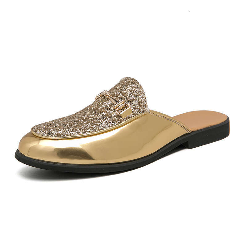 Men's in plus size, new semi fashionable foot covers, cool slippers, trendy casual leather shoes, lazy half back shoes