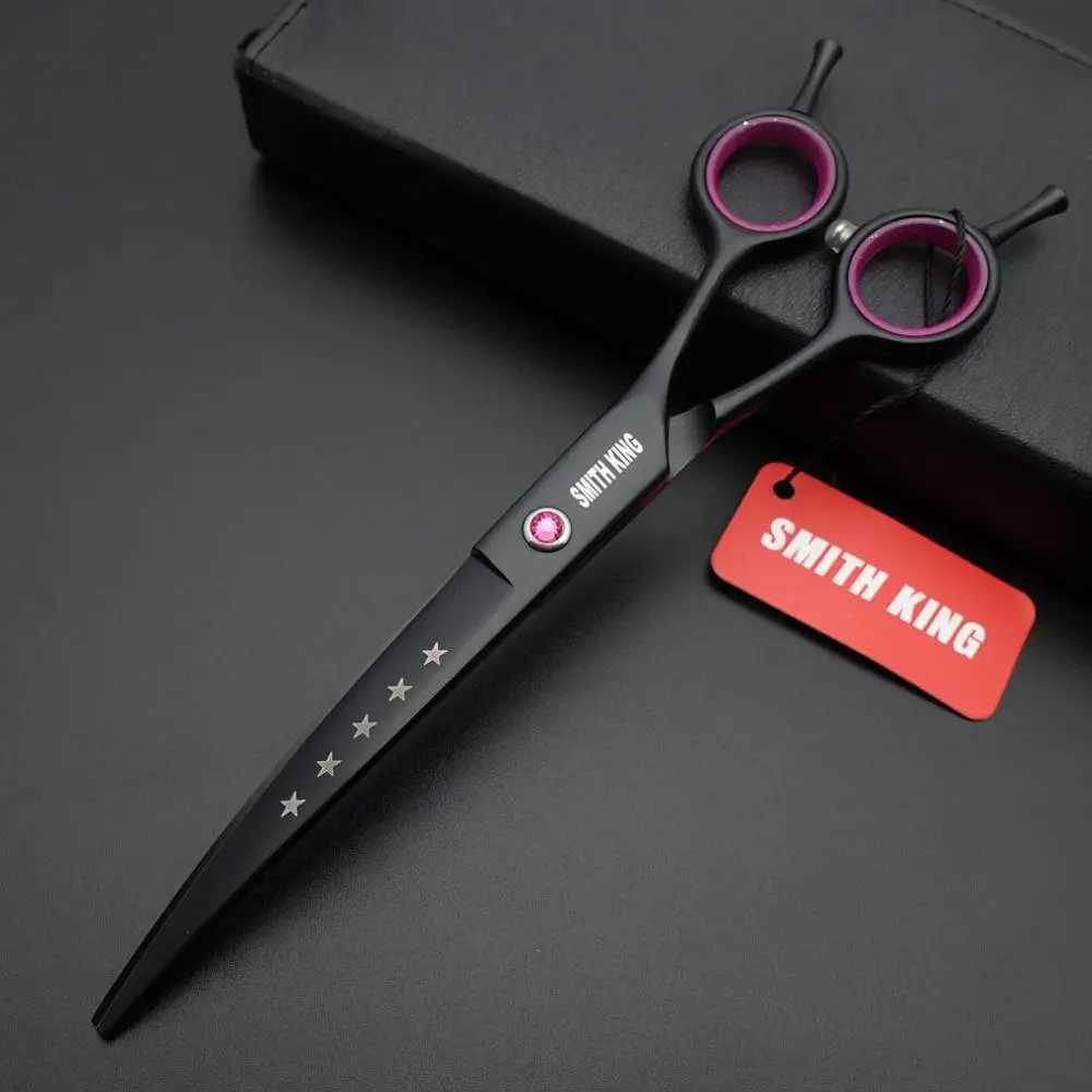 7-inch professional pet grooming shears 7-inch straight thin slitting and curling shears+leather bags/kits/boxesXJ250403