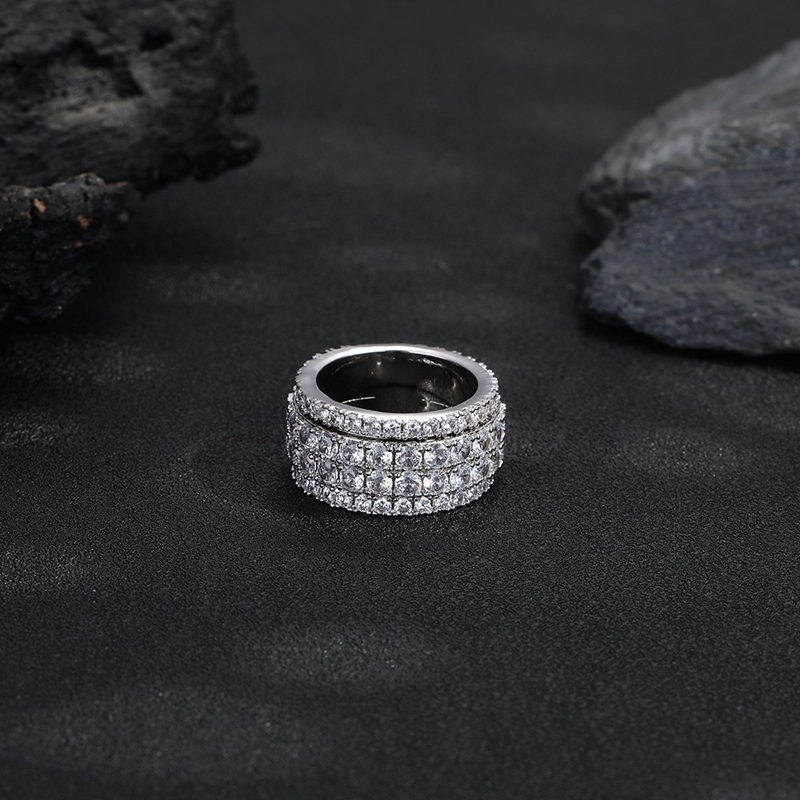 Jewelry Ring Design Personalized Light Luxury Row Diamonds Jewelry Set with Densely Packed Zirconias Trendy Two-Piece Collection Glamorous Metallic Fi