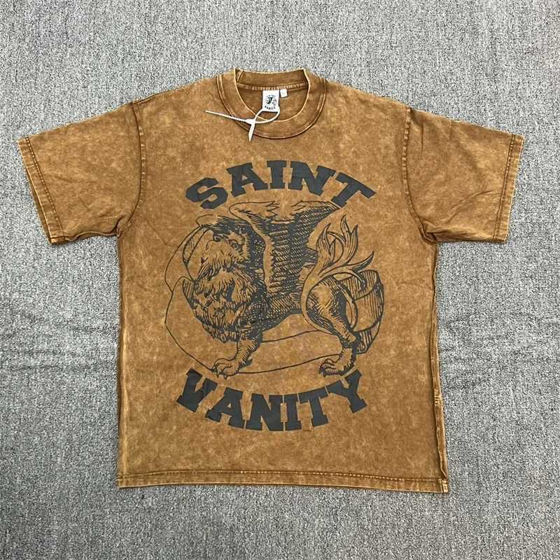 Fashionable casual printed Saint T-shirt with loose round neck graphic t shirts X250403