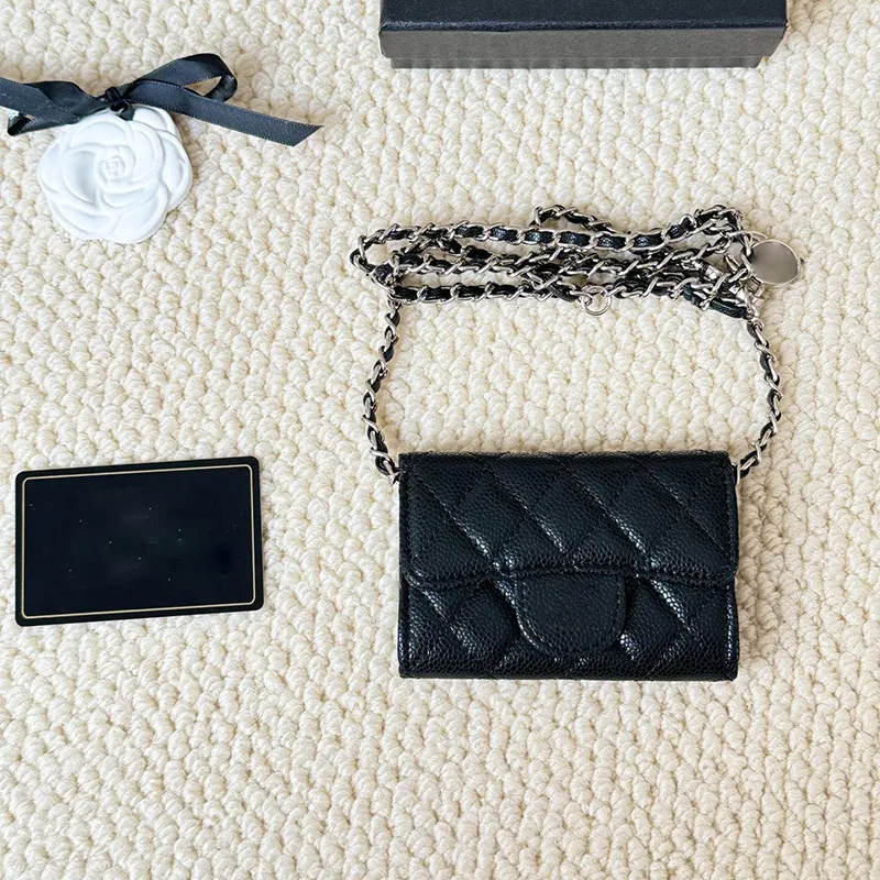 Wallets Mini Chain Wallet Designer Card Holder Luxury Women's Mini Wallet Fashion Retro Bags Credit Card Holder Zipper Wallet Inclined Shoulder Bag