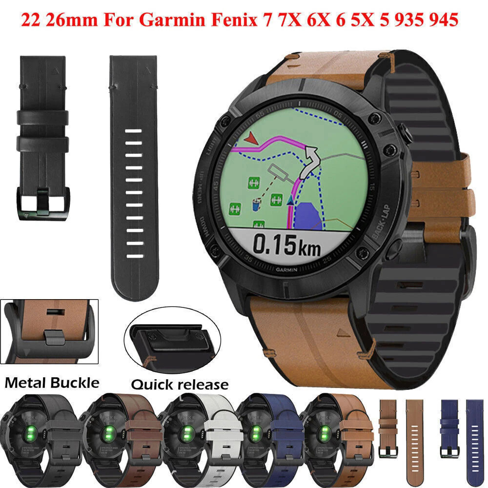 AN 26mm Watchband for Garmin Fenix 7X/6X Pro/6X/5X/5X Plus Genuine Leather Strap 22mm for Fenix 6/6 Pro/5/7 Band 240906