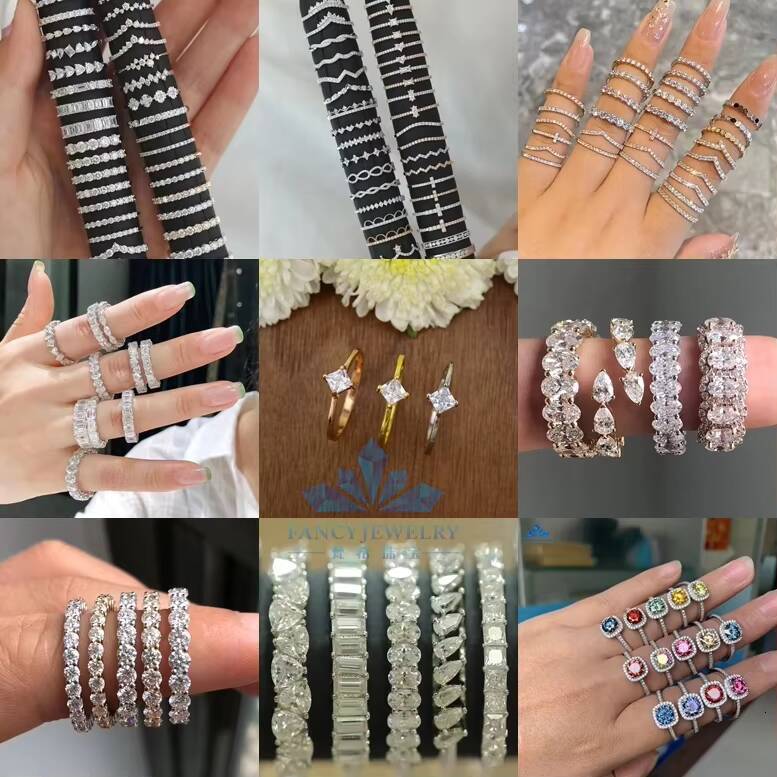 Luxury Jewelry 18K Sold Gold PT950 HPHT CVD Lab Grown Diamond Eternity Band Ring for Wedding Engagement Gift Women Men