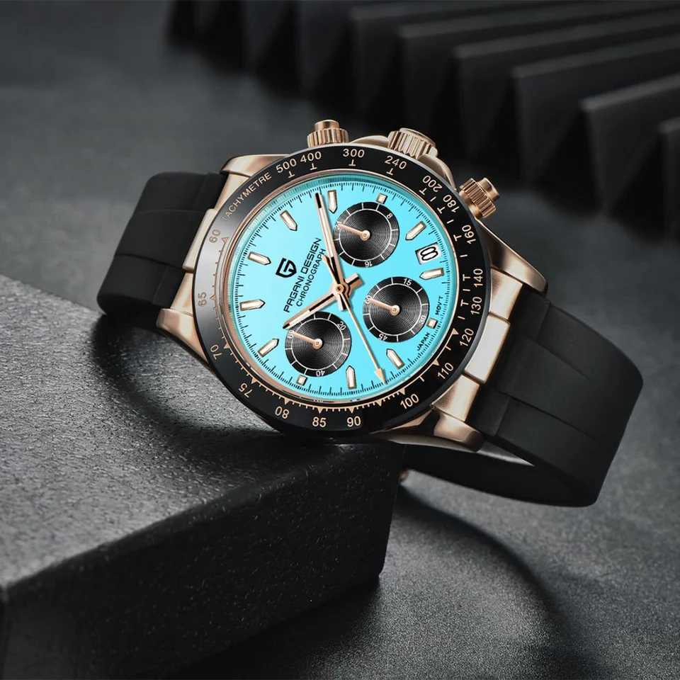 PAGANI DESIGN 40MM V2 Sky Blue Dial Classics Men Quartz Watches Sapphire Retro Chronograph Stainless Steel Waterproof Watch MenW251104