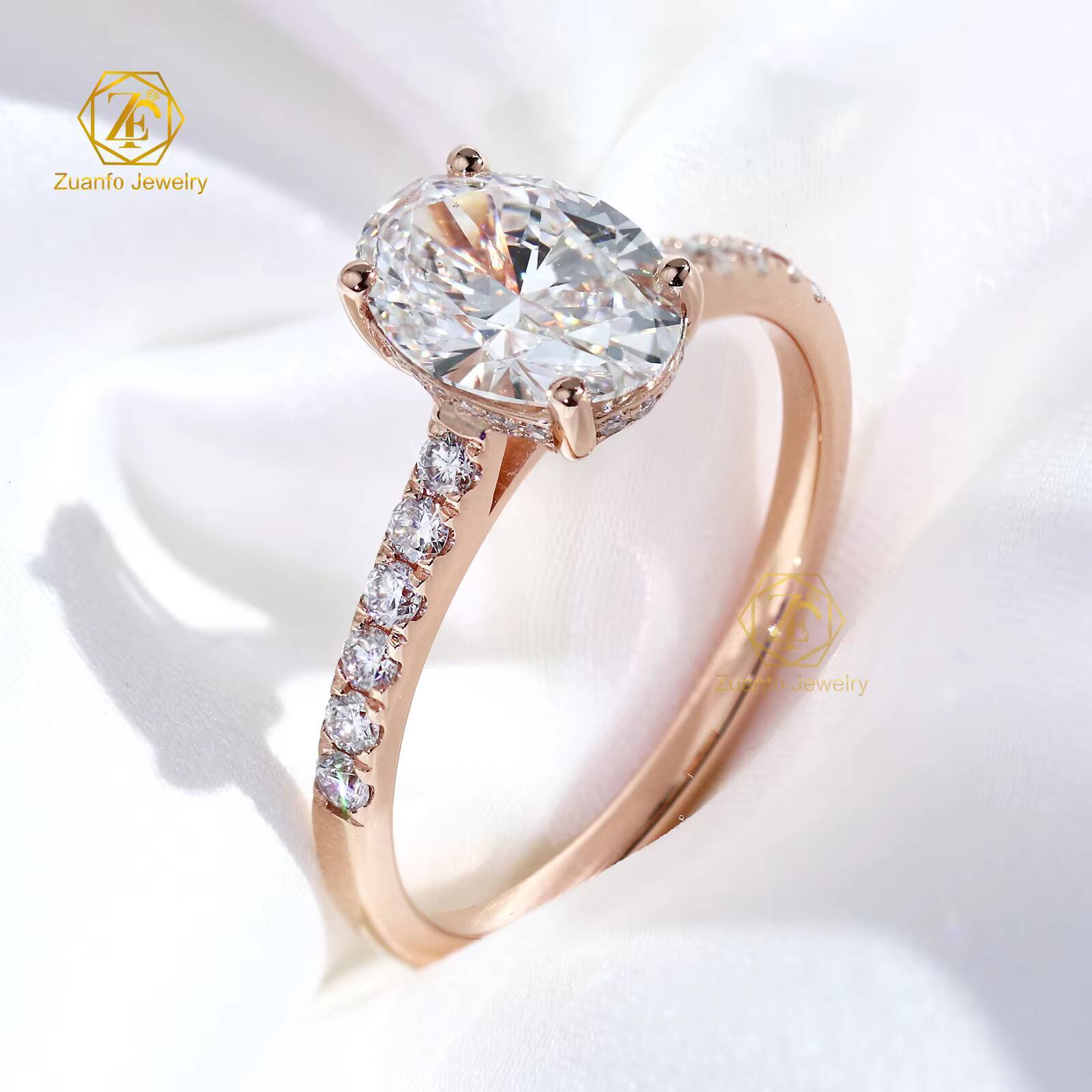 Wholesale IGI Certified HPHT CVD VVS Lab Grown Oval Diamond 3CT 4CT 5CT 14K 18K Solid Gold Jewelry Engagement Ring Women