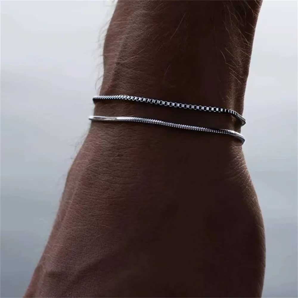 Stainless steel snake bone chain mens bracelet retro 18.5cm gold bracelet womens hip-hop jewelry mens fashion accessories Y250329