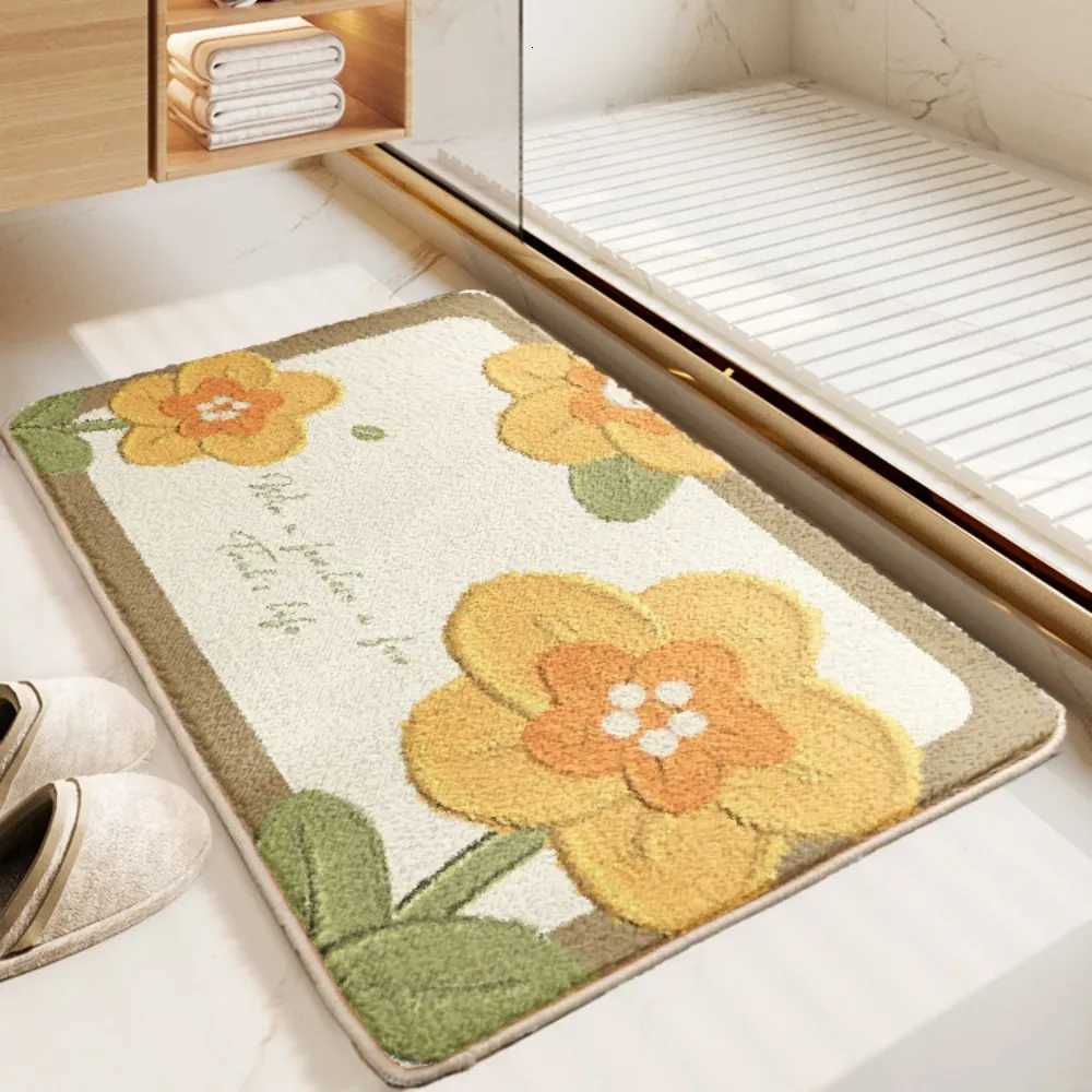 VIKAMA American Style Bathroom Absorbent Anti Slip Mat Floral And Foliage Patterned Shower Room Entrance Doormat Home Decor C251103