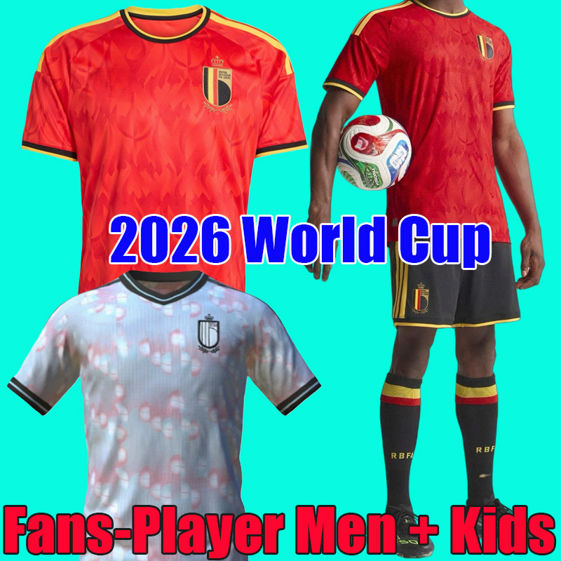 2026 Belgium World Cup soccer jerseys DE BRUYNE R. LUKAKU E. HAZARD 25 26 MERTENS BATSHUAYI TIELEMANS T.HAZARD Fans Player football shirt uniform Men Kids Kits