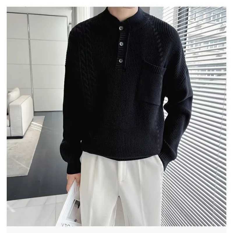 Sweater Mens Autumn Korean Thick Thread Knitted Jacket Half Turtle Collar TwistT251103