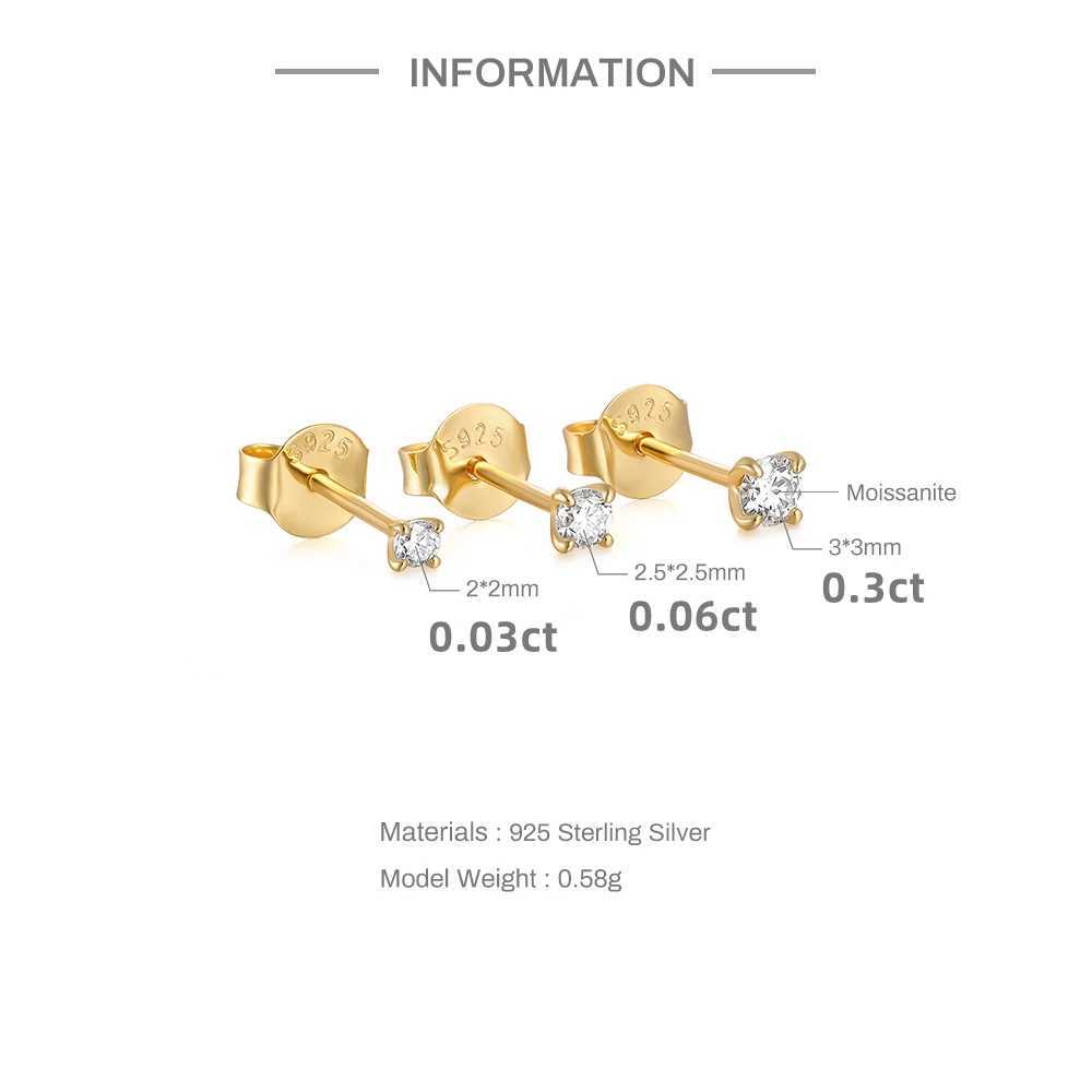 925 Sterling Sier m 0.3 Carat Cl Moissanite Diamond Earring Set Brilliant Stud Earrings For Wen 3Piece Set jewelryC250402