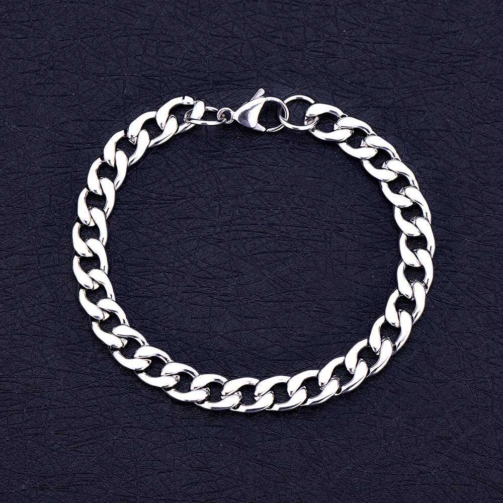 Hot selling 6/8/10MM stainless steel Cuban chain bracelet fashionable hip-hop rock style mens chain bracelet party gift jewelry Y250329