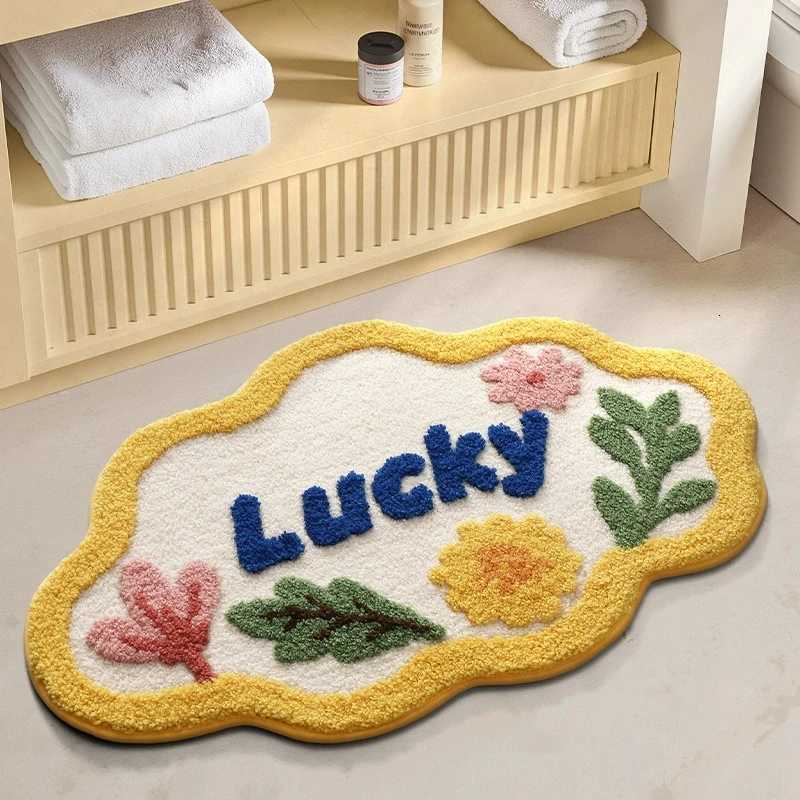 Floral Tufting Bathroom Mat Soft Irregular Tufted Bedroom Carpet Bedside Rug Floor Non Slip Tidy Pad Aesthetic Home Decor C251103