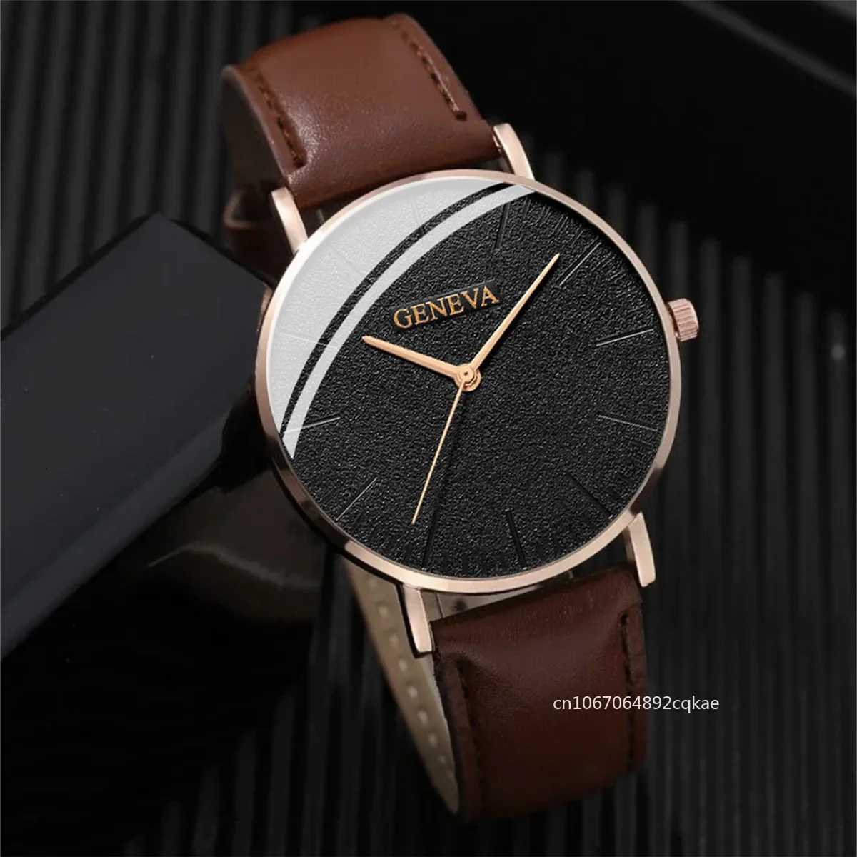 New Men Watch Luxury Bracelet Set Fashion Business Brown Leather Quartz Wrist Watches for Men Gift Set Relogio Masculino NO BOXW251104