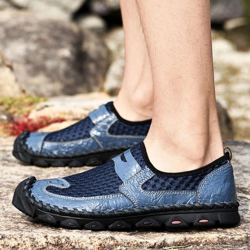 Summer Korean version trendy casual large round toe mesh shoes, men's outdoor low top breathable sports shoes