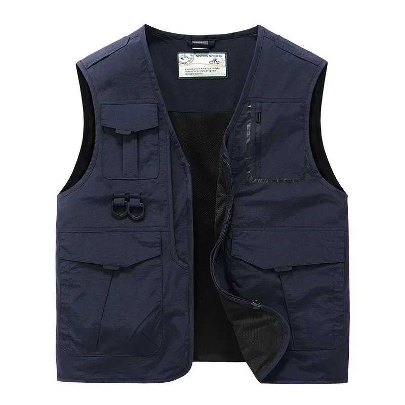 Waistcoat Men Multi-pocket Vest Tactical Military Motorcyclist Mens Coat Summer Sleeveless Jacket Work Coats Hunting Vests Man X2504031