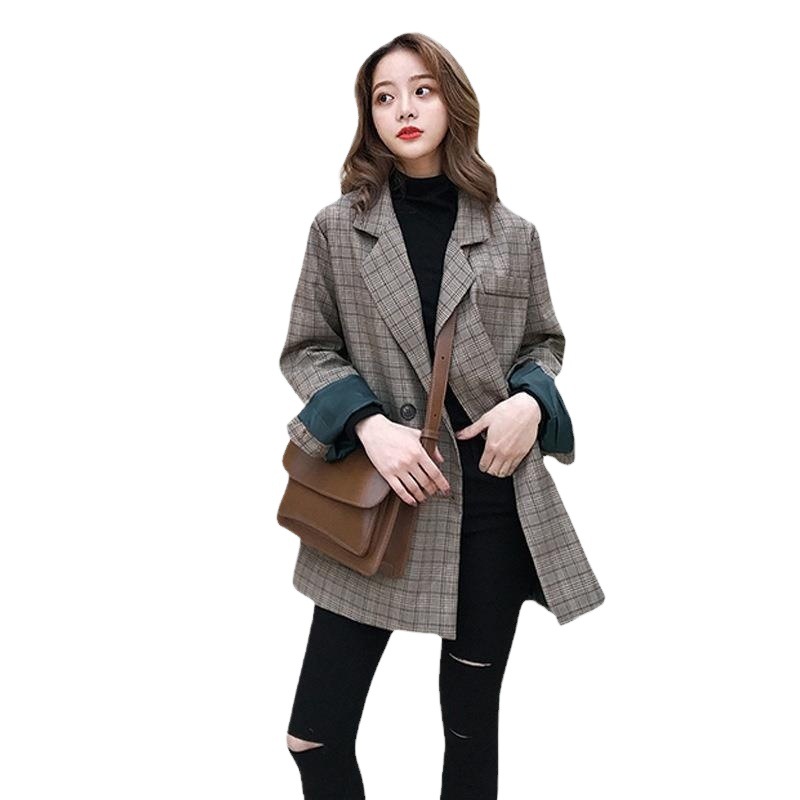 D41Chic Casual Suit Coat for Ladies - Trendy Korean Design for Fall & Winter Wear