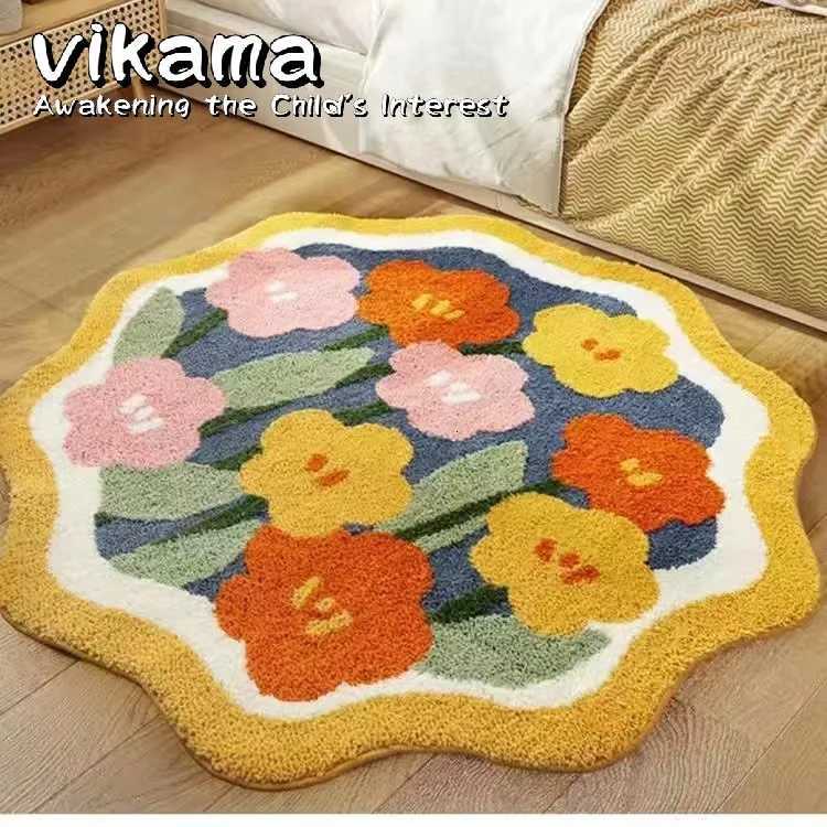 VIKAMA Pink Ins Wind Round Faux Cashmere Carpet Living Room Bedroom Checkroom Dresser Applicable Senior Sense C251103