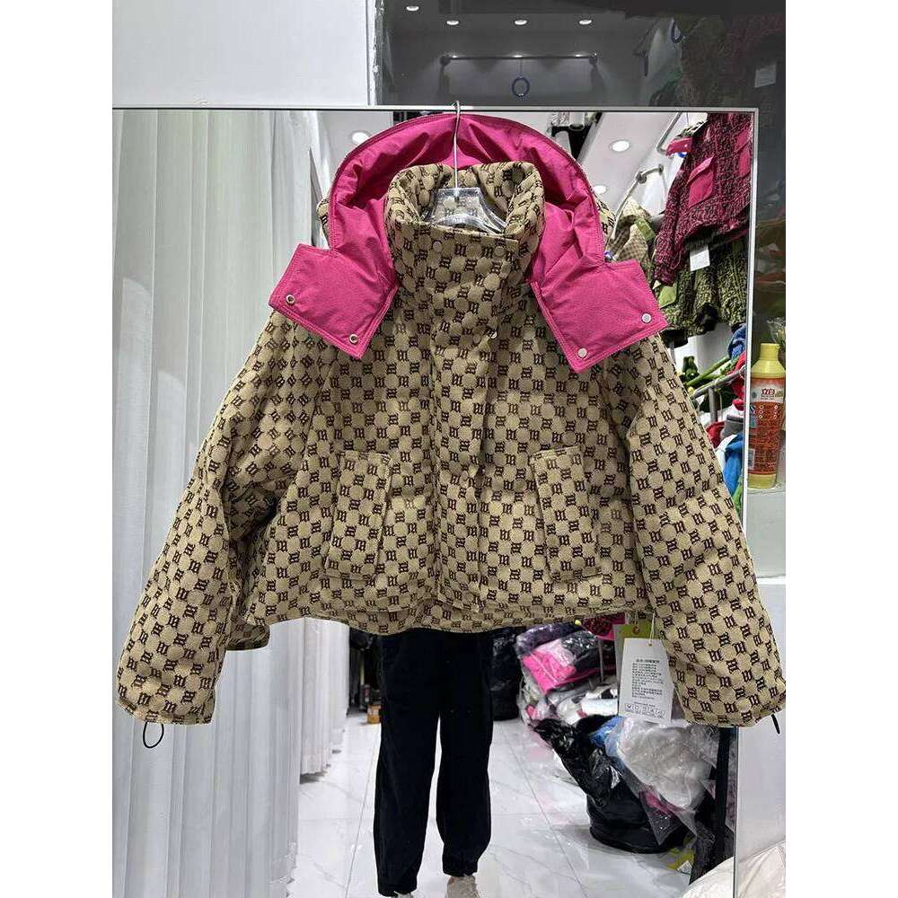 New Winter Women's Short Hooded European Style Fashion Letter Jacquard White Duck Down Bread Jacket Coat