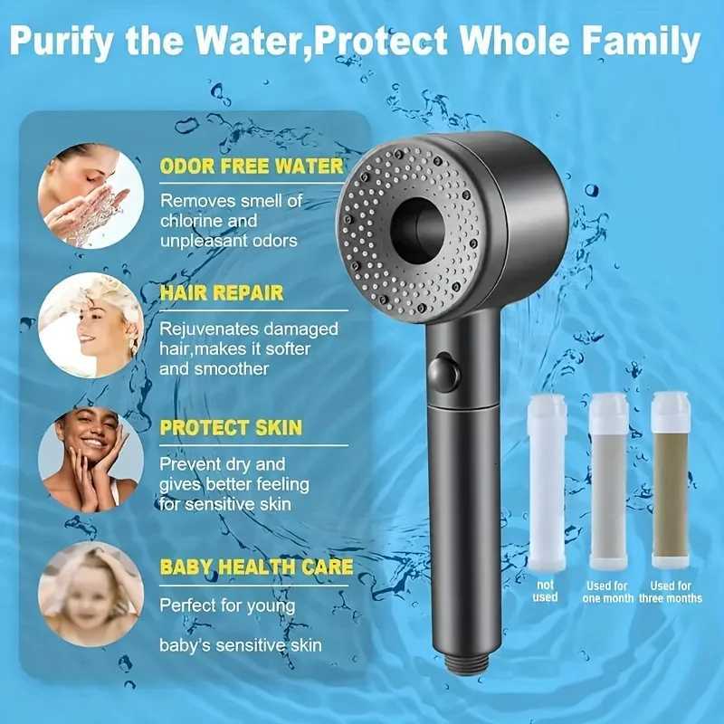 5 Mode Adjustable Shower Large Flow Filter Shower High Pressure Water Saving Mixer Shower Nozzle Bathro Accessories Y251103