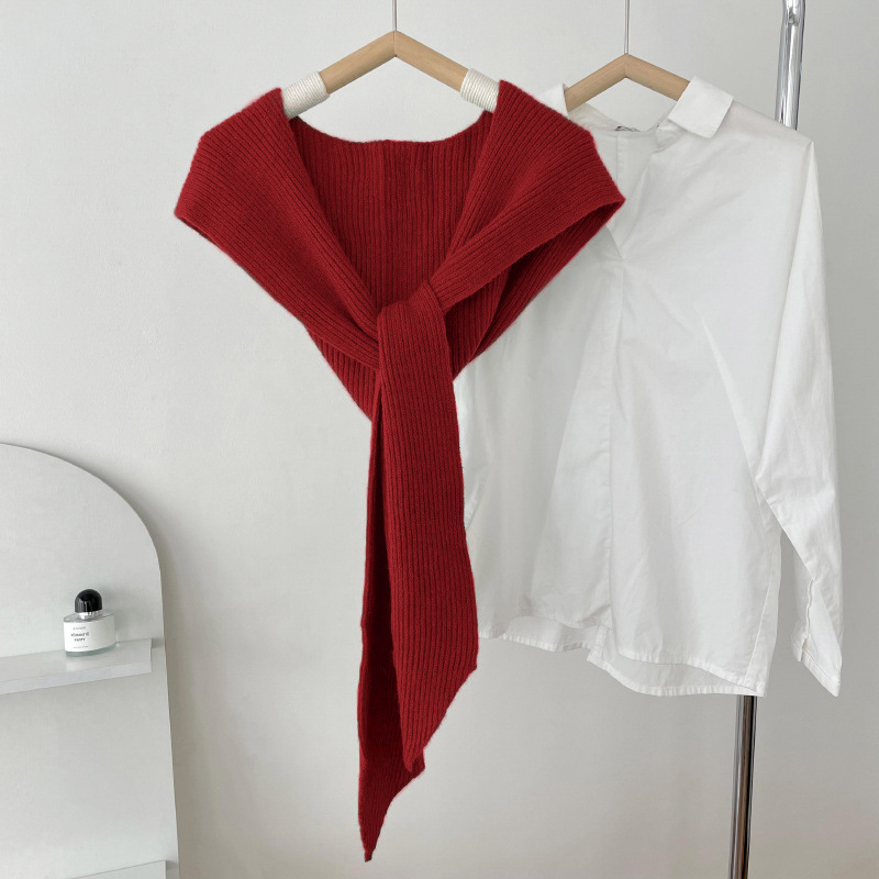 K293 New Korean style all-match solid color pointed hooded small shawl for office air-conditioned room thin outer wear neck protection small waistcoat