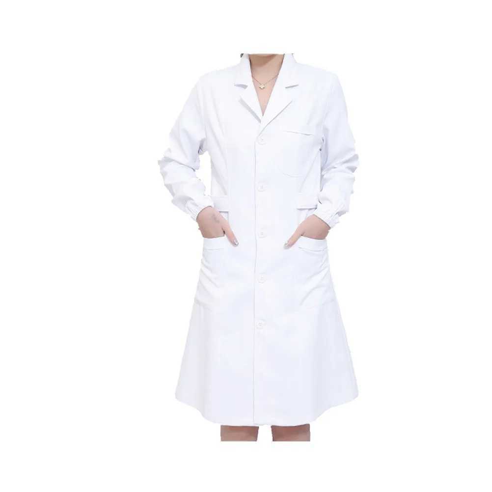 Long Sleeve White Nursing Uniform Suit Isolation Gown Overalls for Women Size Pocket Design Breathable Comfortable J251103