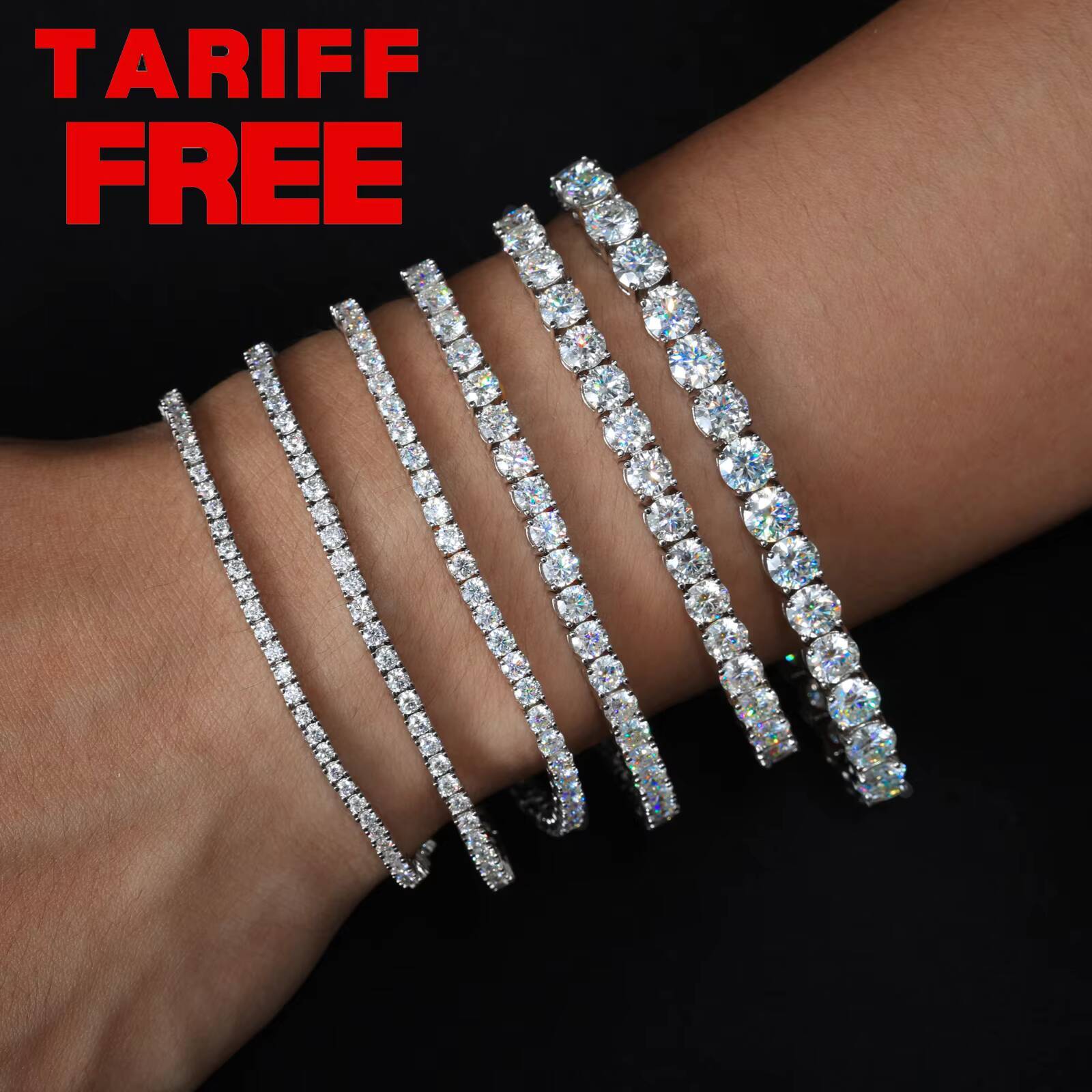 Fashion 2mm6mm VVS Moissanite Diamond Tennis Bracelet Luxury Womens Men Gold 925 Sterling Silver Lab Grown Mossanite Jewelry