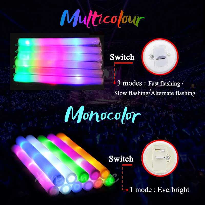 60Pcs RGB LED light-emitting bulk color LED light-emitting rod foam rod cheerleading tube dark birthday party supplies X250402
