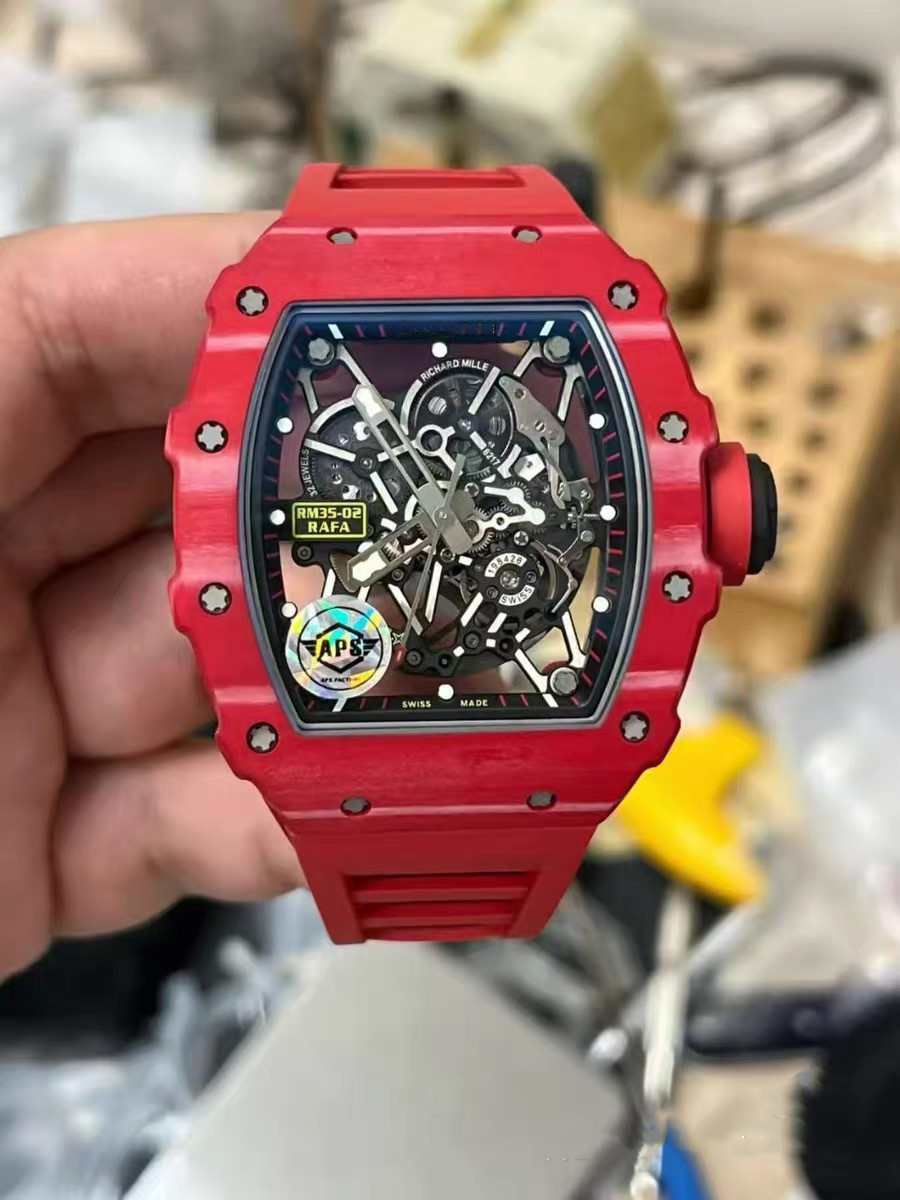 Apsf FRM35-02 Watch Original Data Varcher Movement Double Spring No Degrees Mechanical Sapphire Glass Mirror Carbon Fiber Case Restore the original function