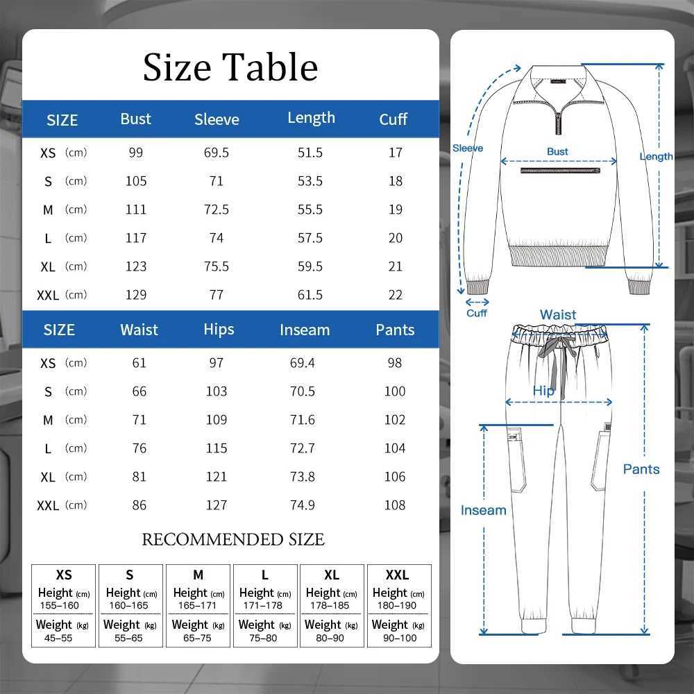 Stretchable Nurse Uniform Anti Wrinkle Long Sleeve Tops Jogger Pants Set Hospital Doctor Work Clothes Medical Workwear J251103
