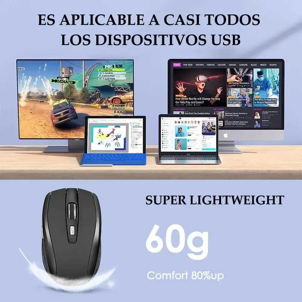Wireless Mouse Silent Mouse 24G Portable Mobile Optical Office Mouse Adjustable 1600 DPI Levels For Notebook PC Laptops MacBook D260327