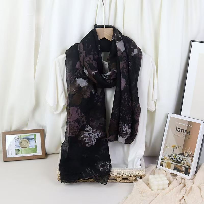 T406 new fashion scarf for women, travel photography, all-match shawl, thin silk scarf, spring and autumn warm neck scarf