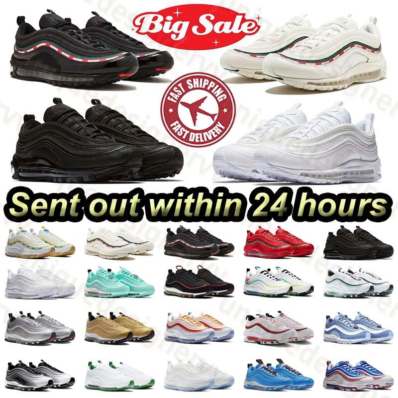 Fast shipping designer shoes 97 Running Shoes Men Women 97s Pink Sneakers Triple Silver Cherry Picnic Gym Running Sneakers 36-45