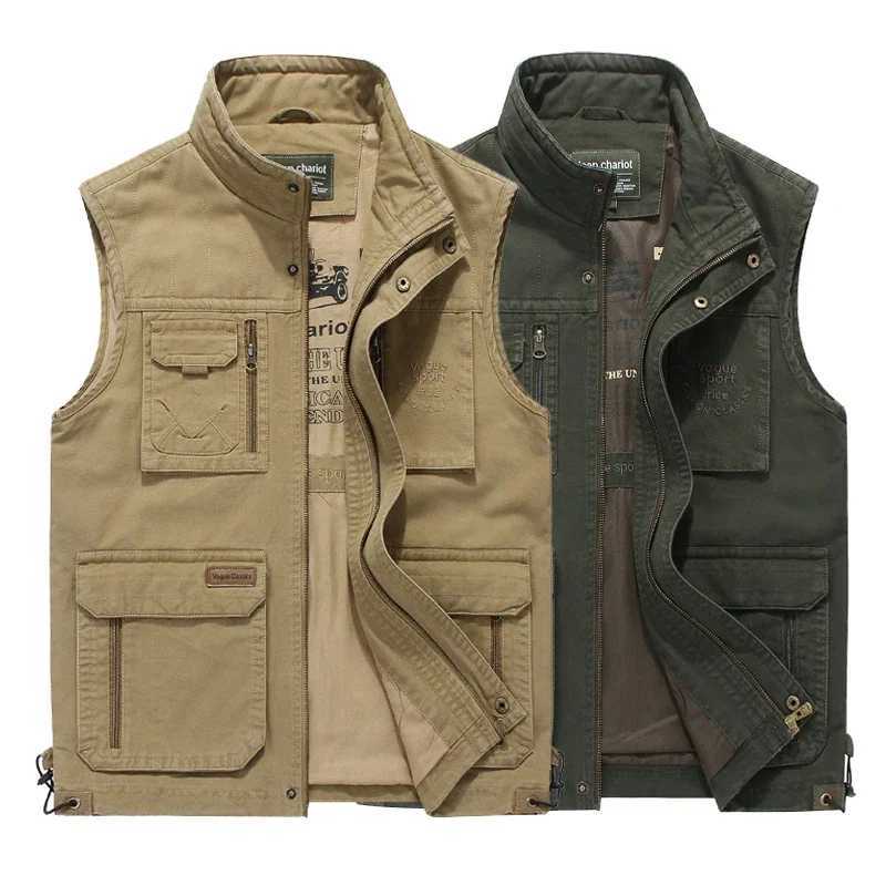 Reporter travel Padded Vest 100% Cotton men Cargo Working Jacket Multi Pocket Tactical clothing Male coat tool bullet proof vest X250403
