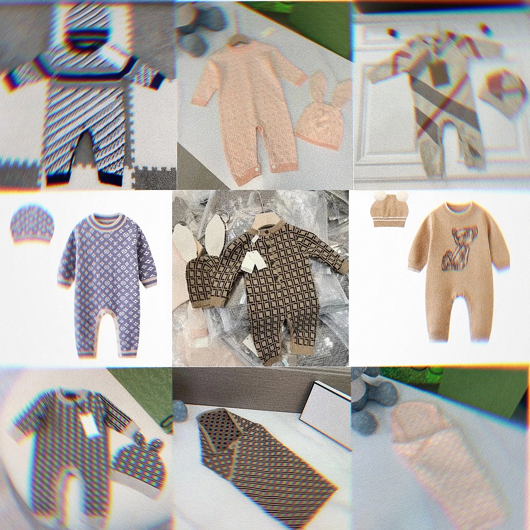 Top quality baby kids designer clothes Knitted Cotton Yarn Suit Jumpsuit for Babies with Ear Cap & Blanket - High Elasticity