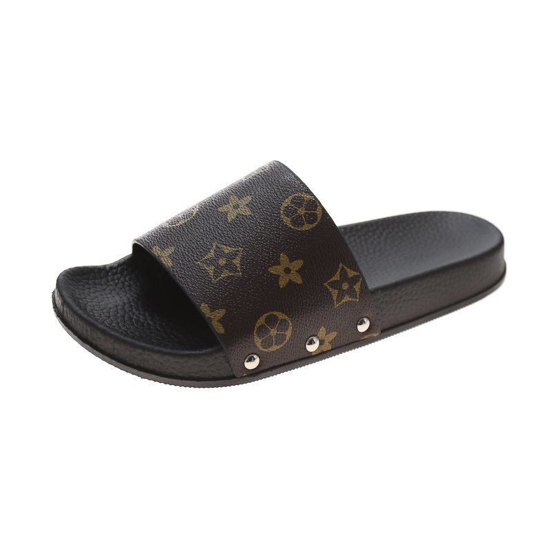 hot free shipping designer Slippers Outdoor indoor sliders Printing Beading beach shoes for woman and men