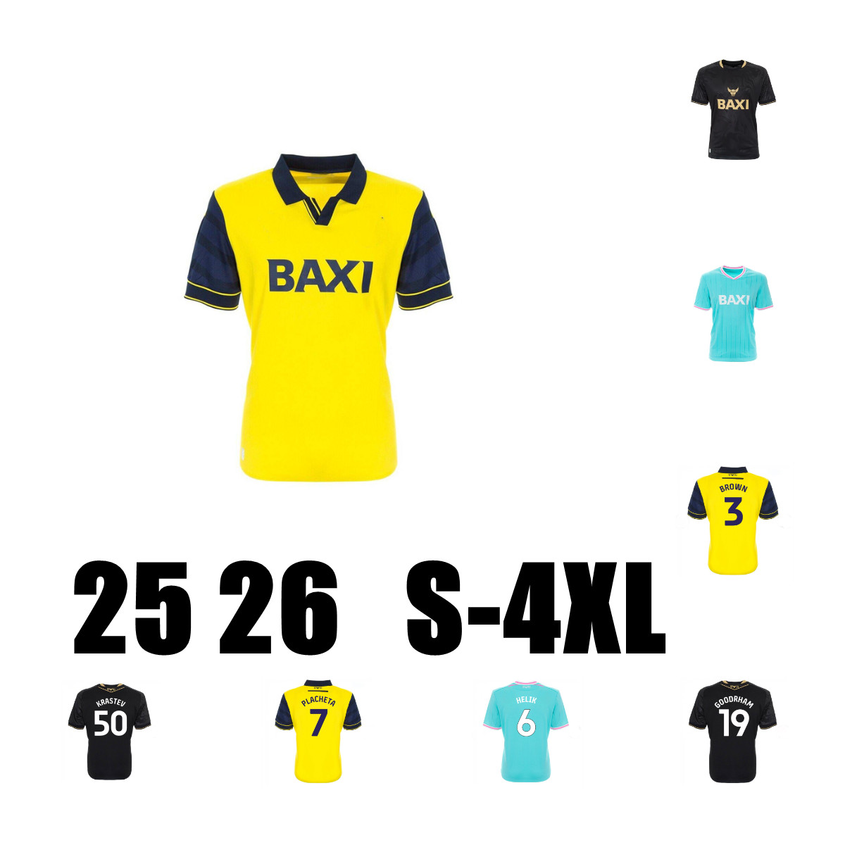 25 26 Oxford United Soccer Jerseys CUMMING HELIK Men LONG TER AVEST Home Away BROWN DEMBELE Football Shirt PLACHETA ROMENY DE KEERSMAECKER GOODRHAM TER AVEST KRASTEV