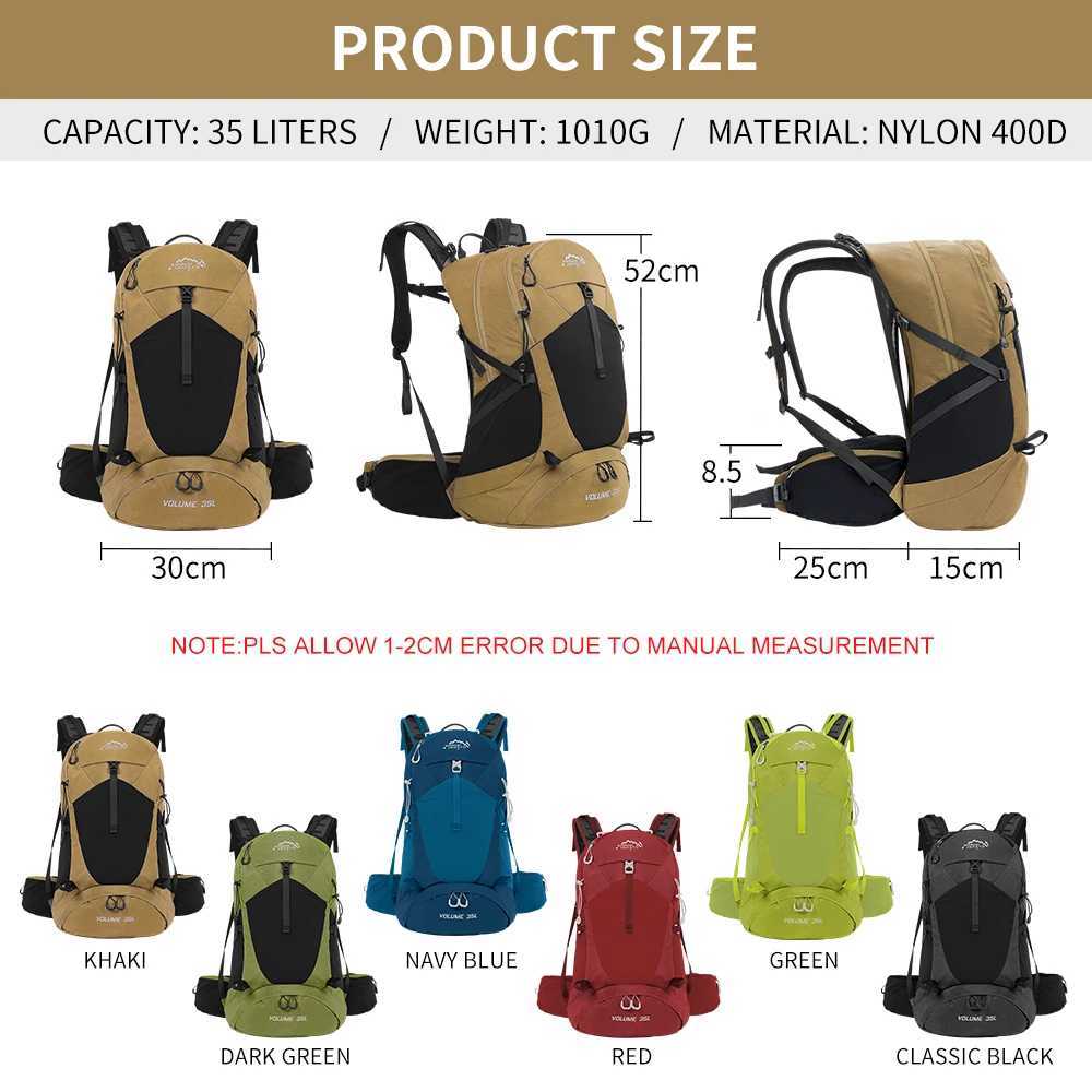 Mountaineering backpack 35 liters mens and womens outdoor sports bag waterproof camping hiking rainC250407