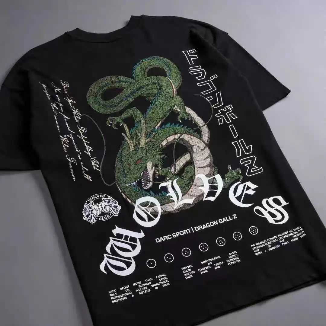 Dragon! SPORT Wolf Head High Quality T-shirt Summer City Fitness Sport Loose Casual Crewneck Mens T-shirt 100% cotton X250403