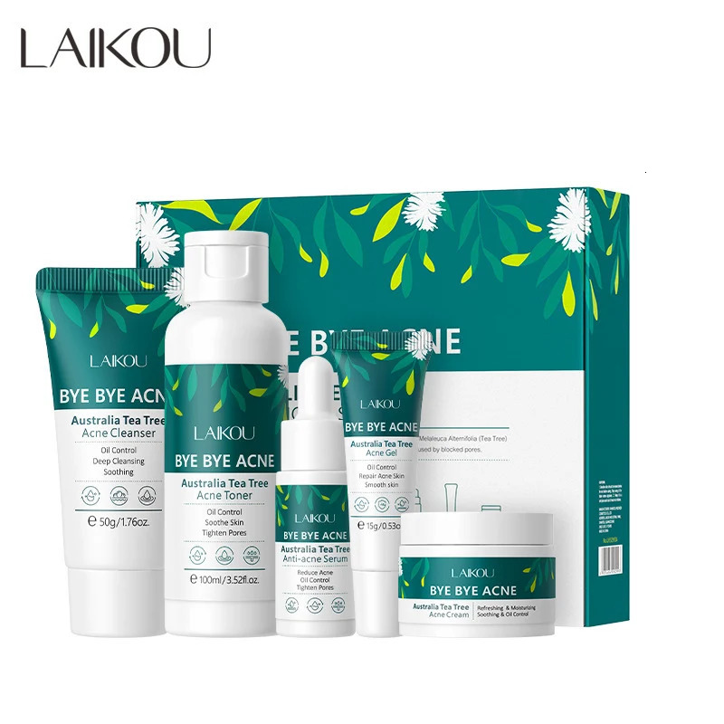 Tea Tree Skin Care Kit Facial Cleaner Korean Face Serum Oil Control Toner tea tree gel face cream Cosmetics SkinCare 251030